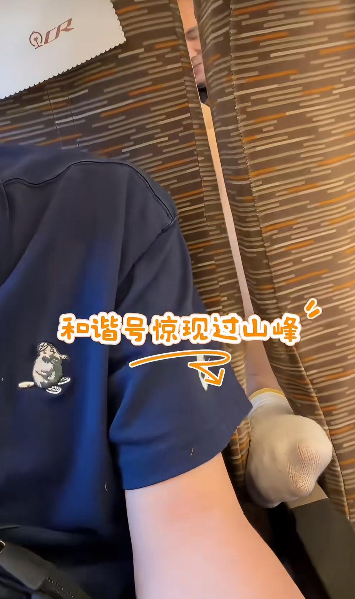 网友坐高铁，坐后面的老外把脚伸进了座位的间隙里面，脚趾头还不停地动来动去，网友说