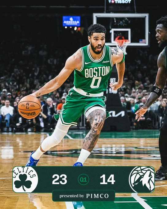 首节比赛结束，我们暂时一23-14领先森林狼波士顿凯尔特人 ｜Different