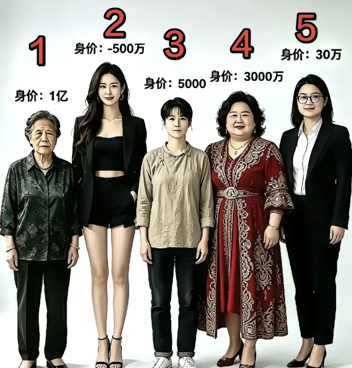 如果你现在是一名单身汉，下面5个女人如果让你选的话，你会选择几号？