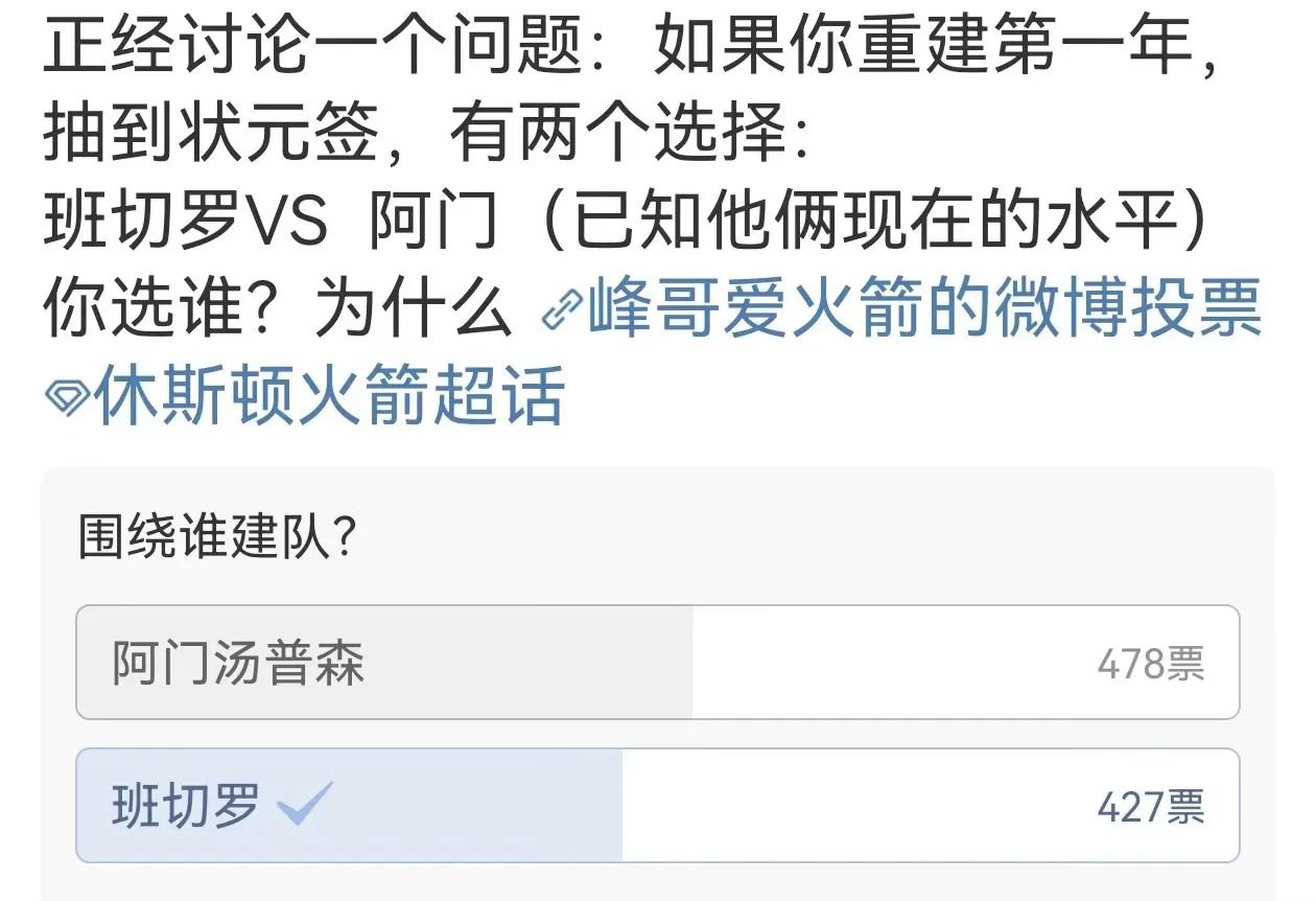 班切罗跟阿门汤普森同年选秀，谁会是状元？正常人应该会选班切罗吧，但是火箭球迷告诉