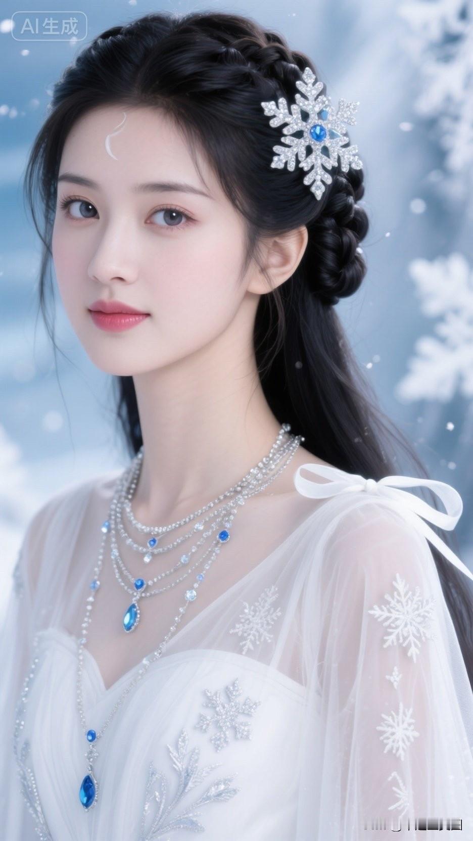 这个女孩穿着冰雪公主裙，好美！