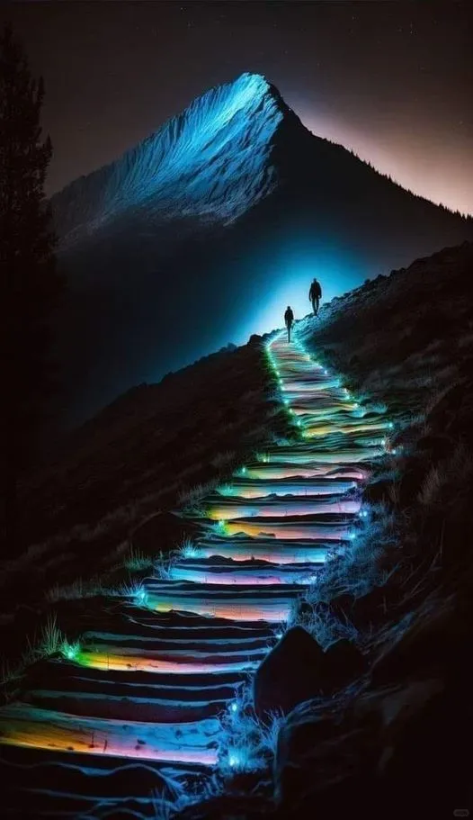 美图欣赏——夜幕下的彩虹步道