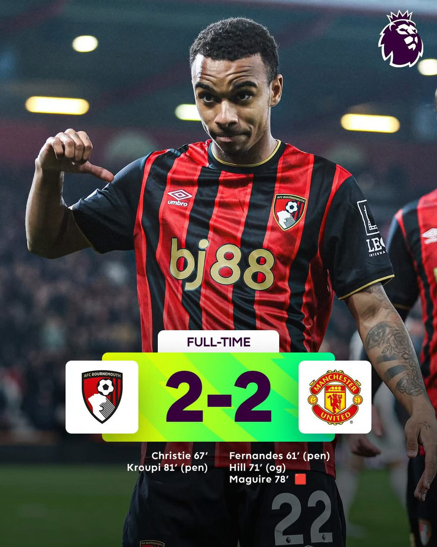 賽前經已取得1勝4和嘅般尼茅夫，今仗再度逼和曼聯，球季兩次交手都係打和收場。不過