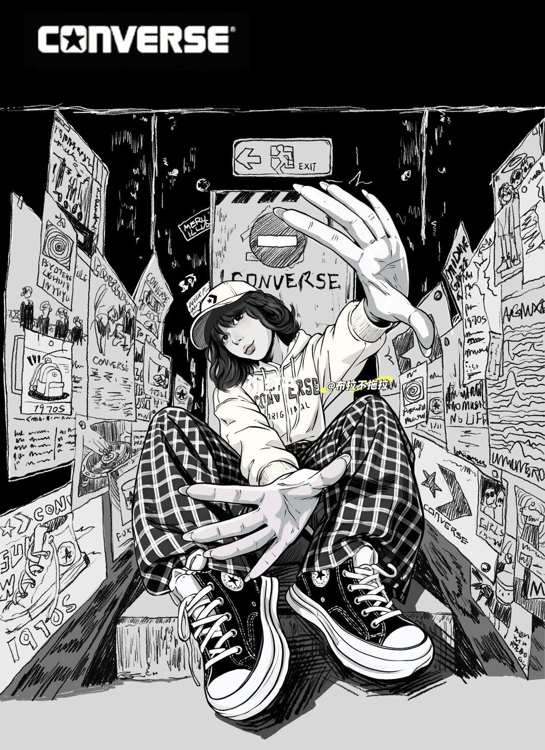 「Converse 女孩的黑白街头日记📓
经典款帆布鞋，永远的少年感密码
	