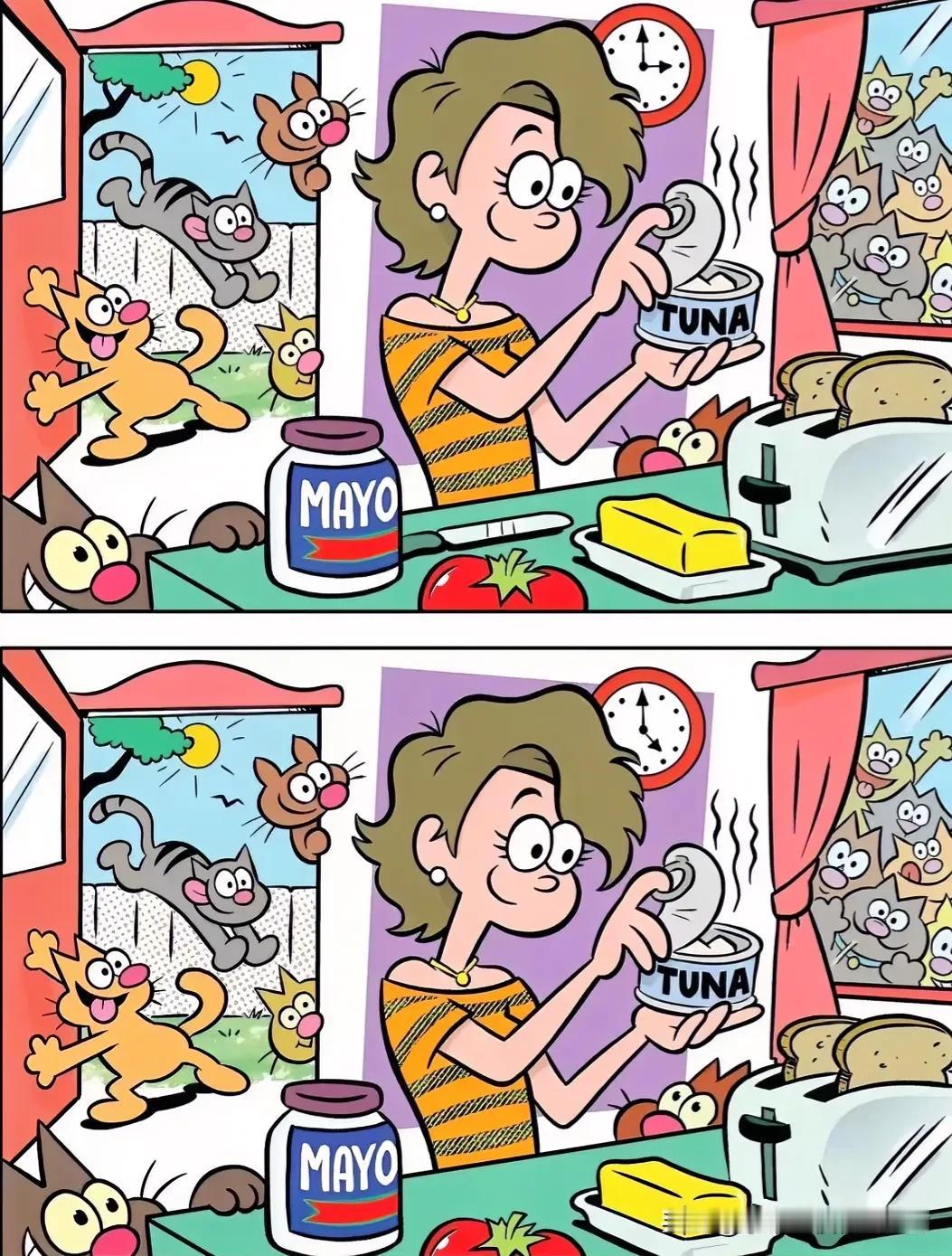 猫儿厨房食，主人笑吟吟
考眼力达到六，除不同过关[灵光一闪]