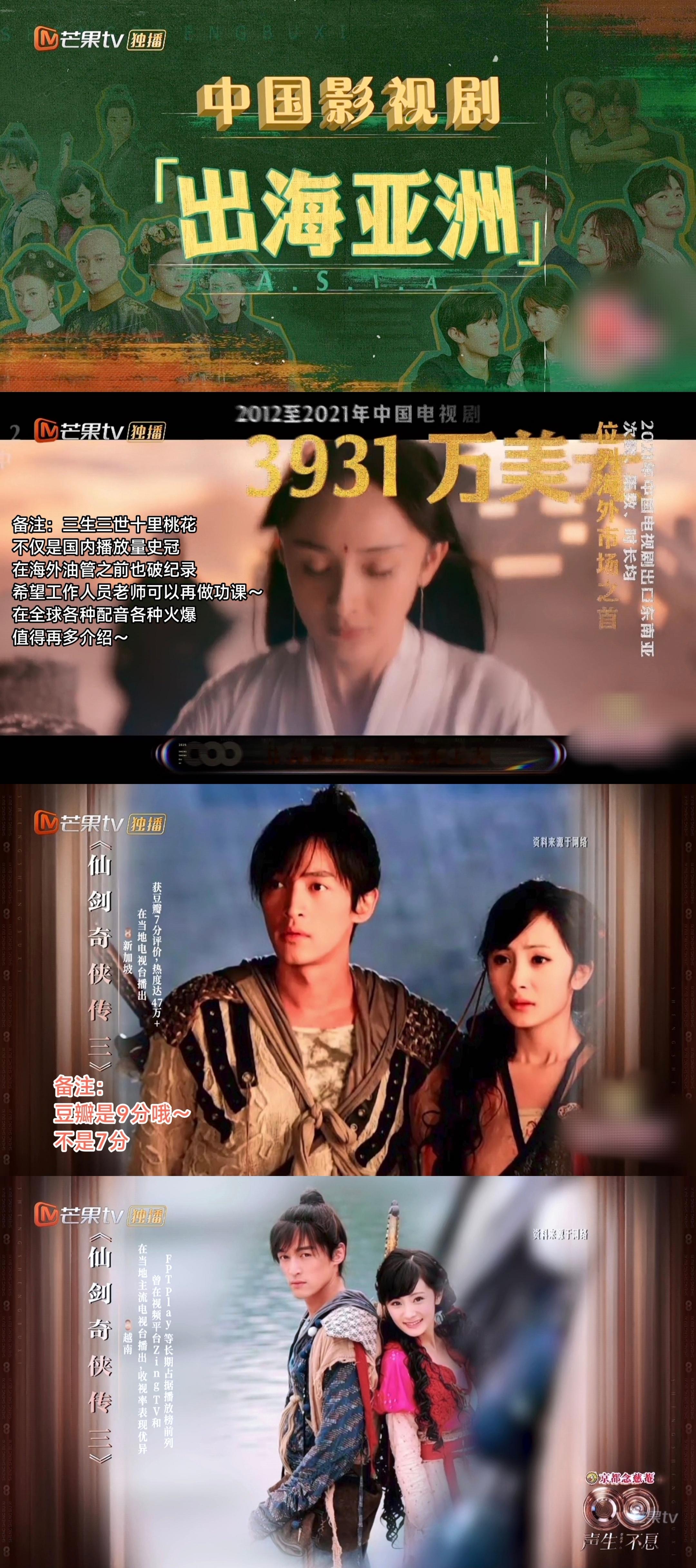 《声生不息华流季》首期，介绍出海影视剧时出现的杨幂作品，然后还唱了仙剑三的ost