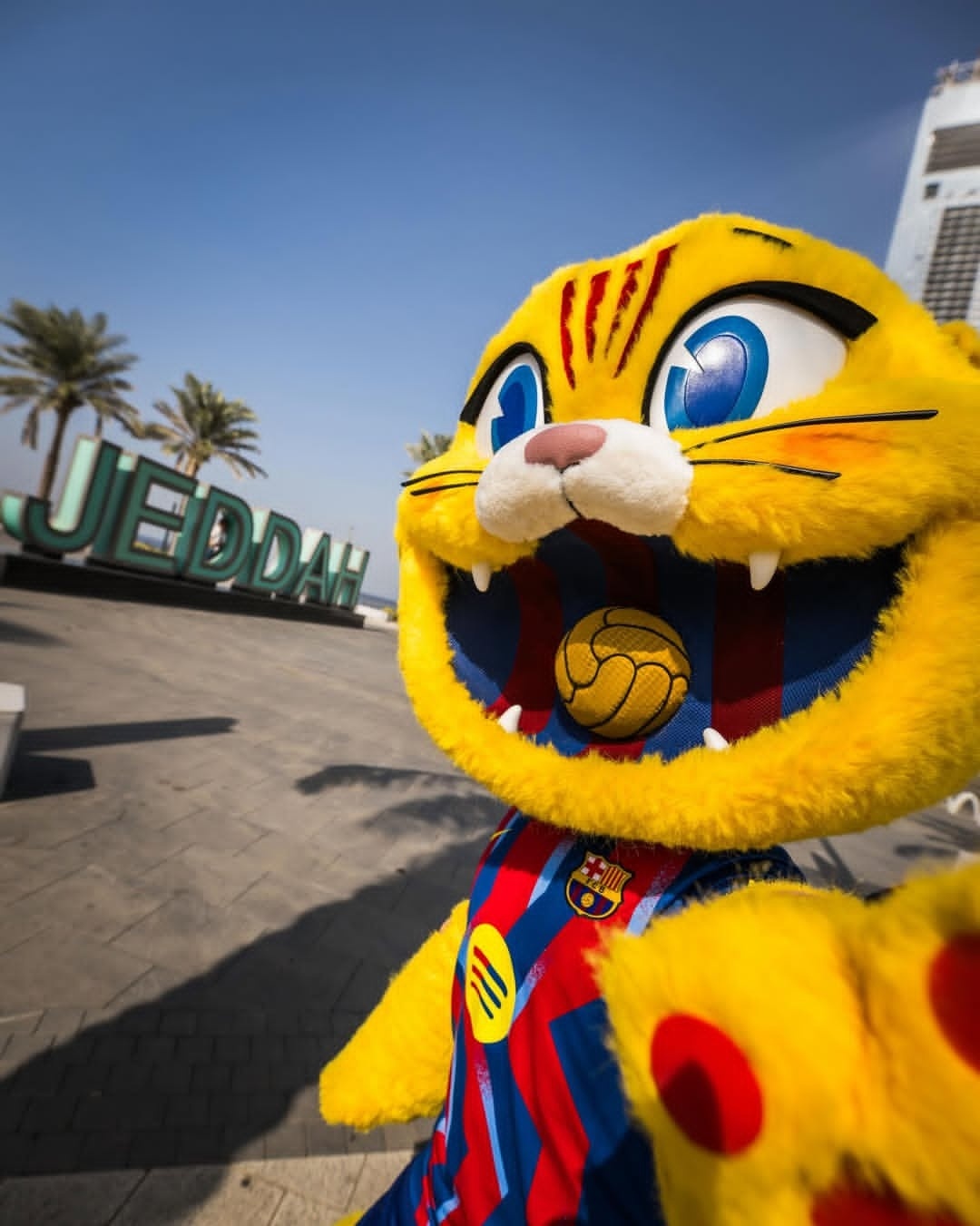 巴萨吉祥物在沙特🐱🇸🇦❤️💙巴萨西班牙超级杯至死不渝红蓝魂
