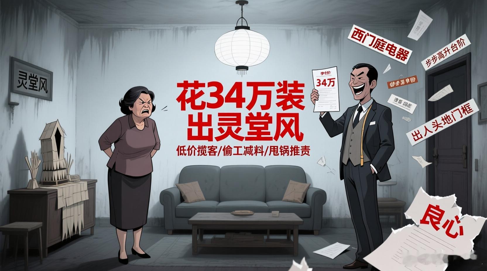 花34万装出"灵堂风"：这装修公司是来渡劫的吧？沈阳李女士花了34万装修新家，结