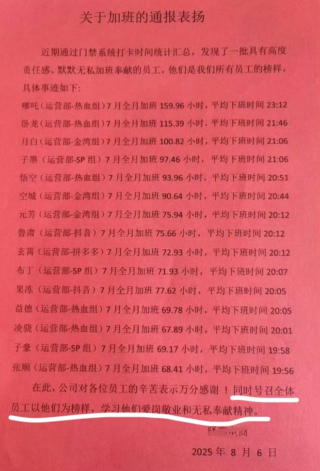 讽刺一公司表扬公司加班年报信息却显示0人参保招聘信息说的是偶尔加班～ ​​​