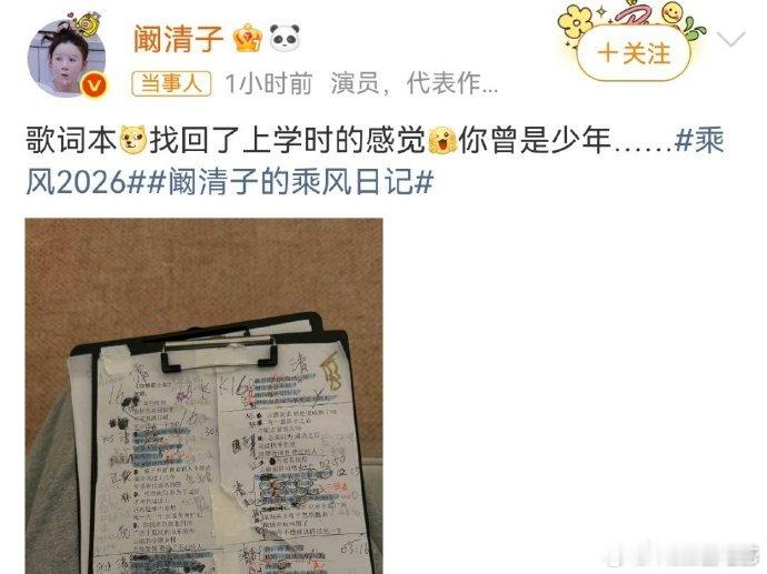 阚清子的歌词本平凡坚持造就高光！密密麻麻手写标注，看得见的用心与努力，相信努力的