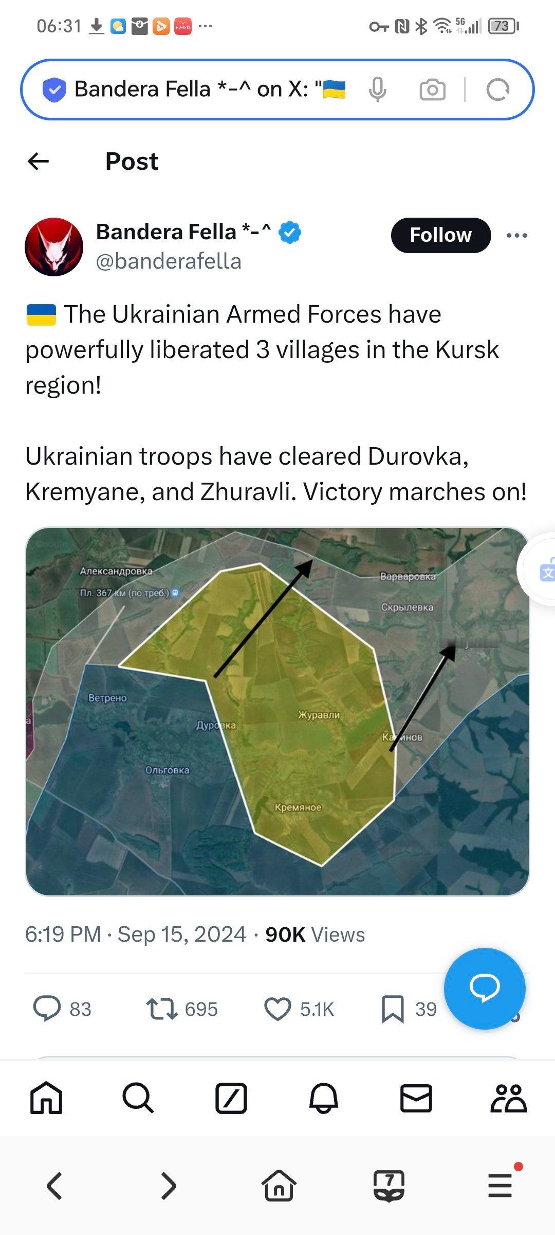 昨天，乌克兰武装部队再次解放了库尔斯克地区的 3 个村庄！目前乌克兰军队已经清除