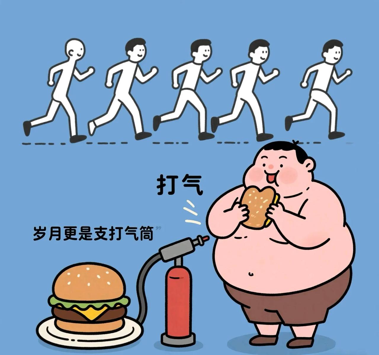 与其说岁月是把杀猪刀，不如说岁月是支打气筒！
自打过了三十岁，这体重是蹭蹭的往上