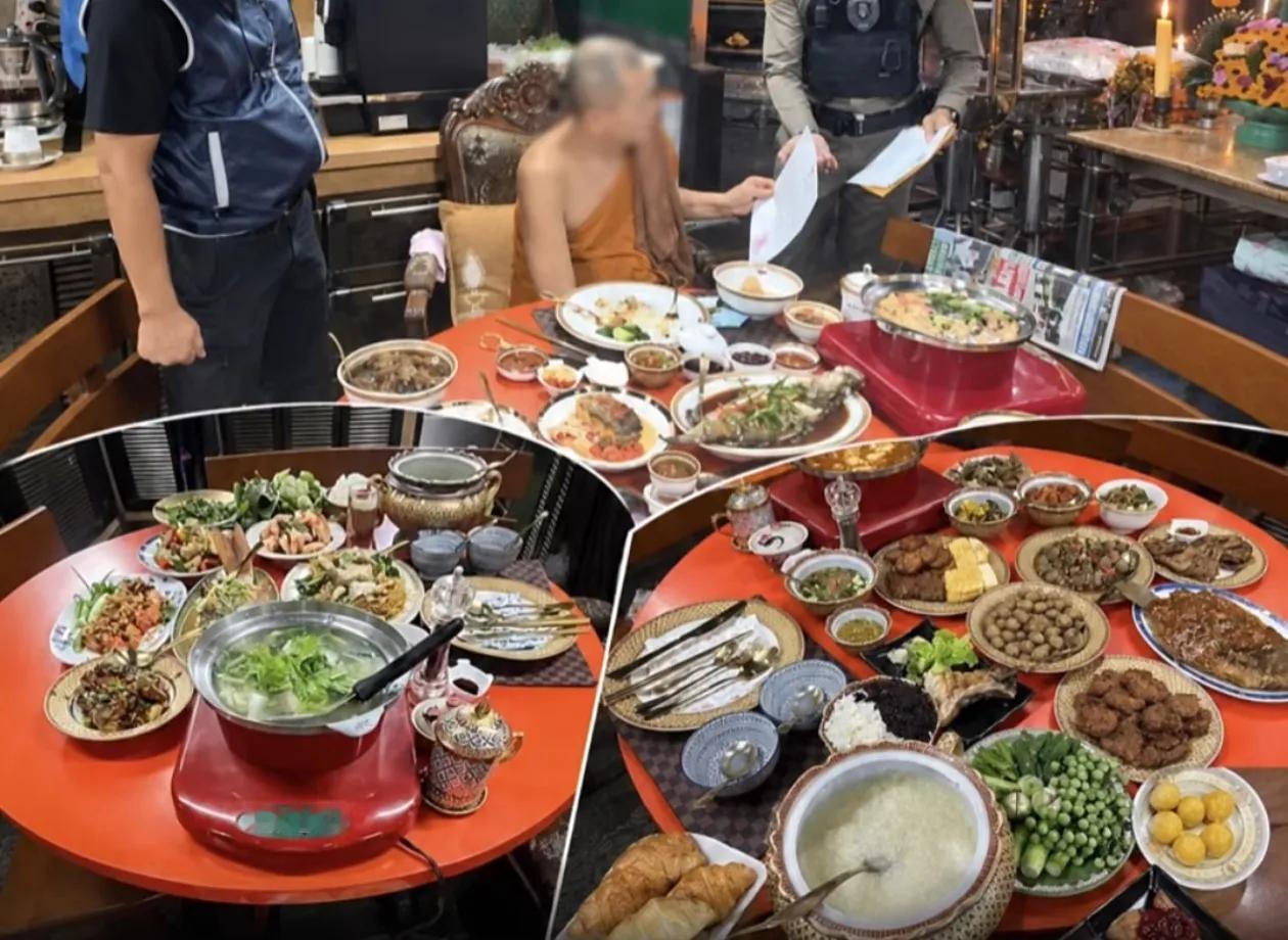 再曝细节！泰国涉案法师僧舍内摆满大餐，网友调侃： 这是僧舍饭桌还是宴席？