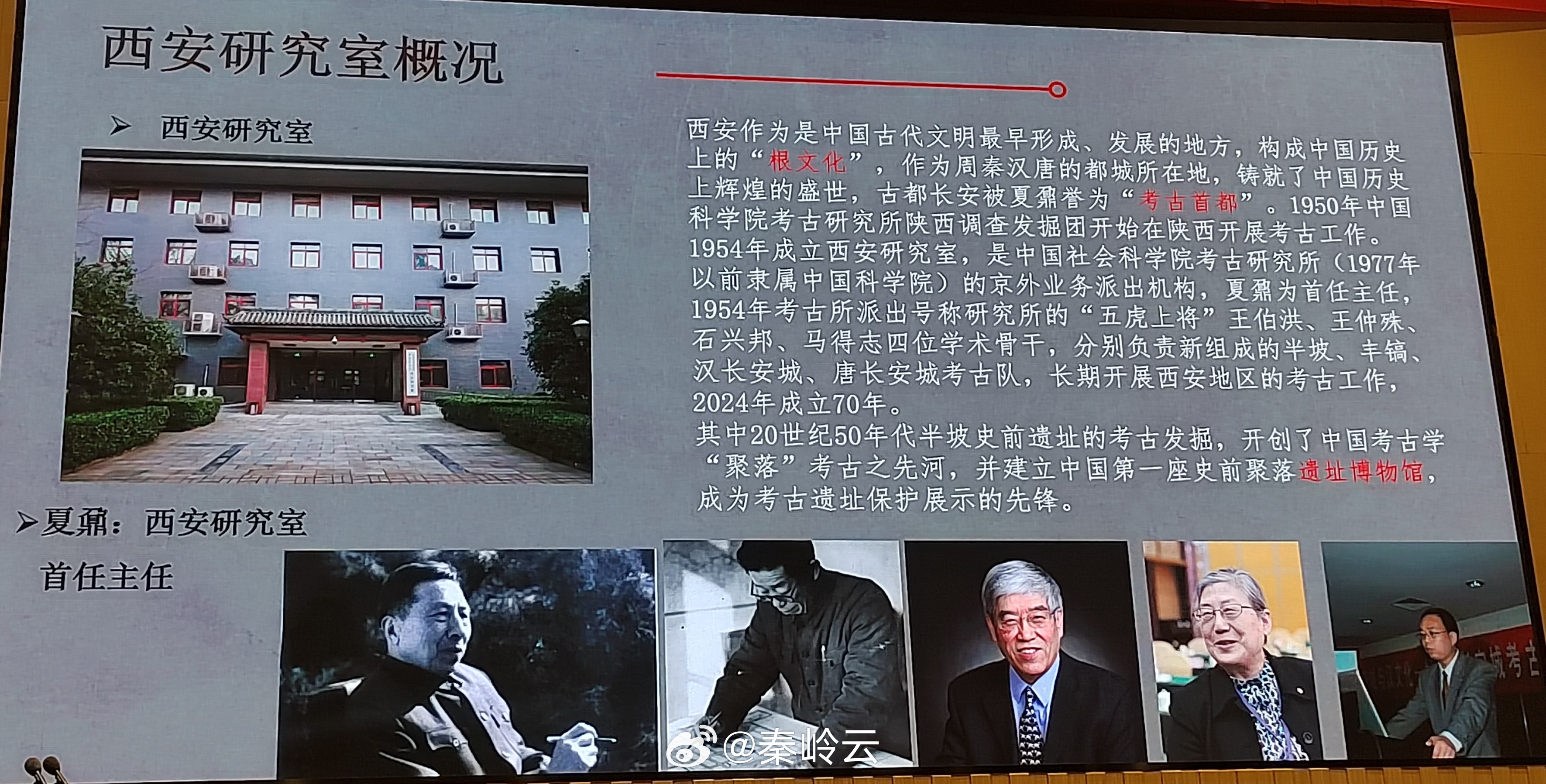 【中国社会科学院考古研究所西安研究室简史】西安研究室历任主任：夏鼐、马得志、刘庆