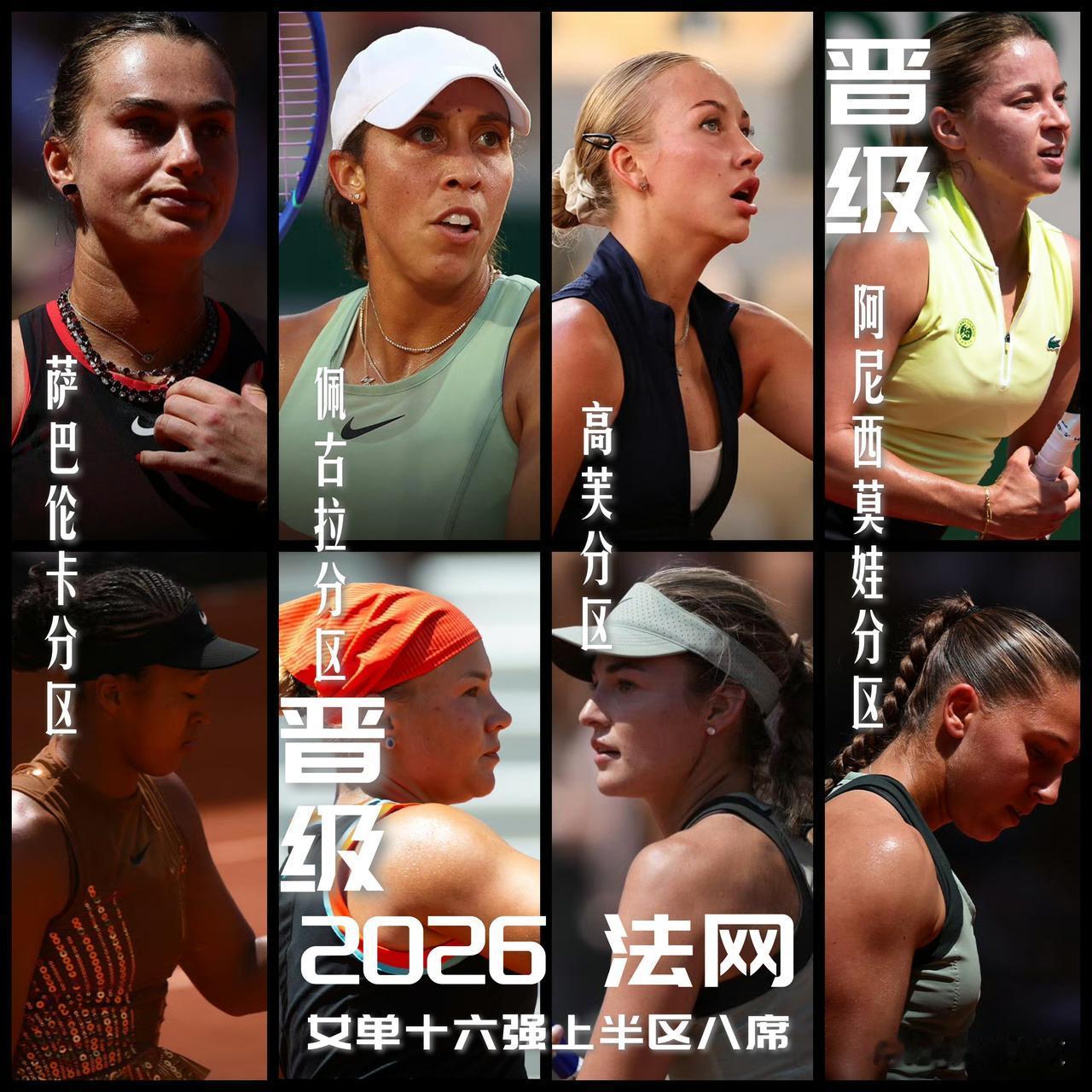 【法网女单十六强出炉那会，上半区这八位排列组合给你多少次机会能猜到这结果？】