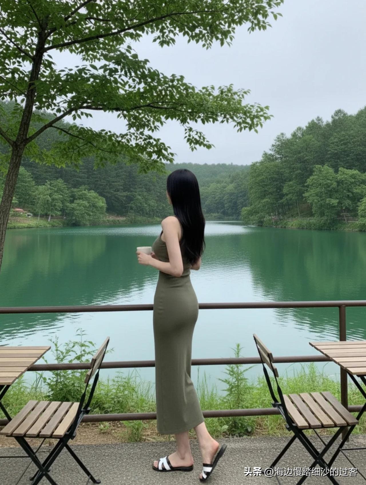 湖畔的风，把夏天揉成了温柔的绿。
湖水像一块流动的翡翠，映着漫山的树影。
我捧着