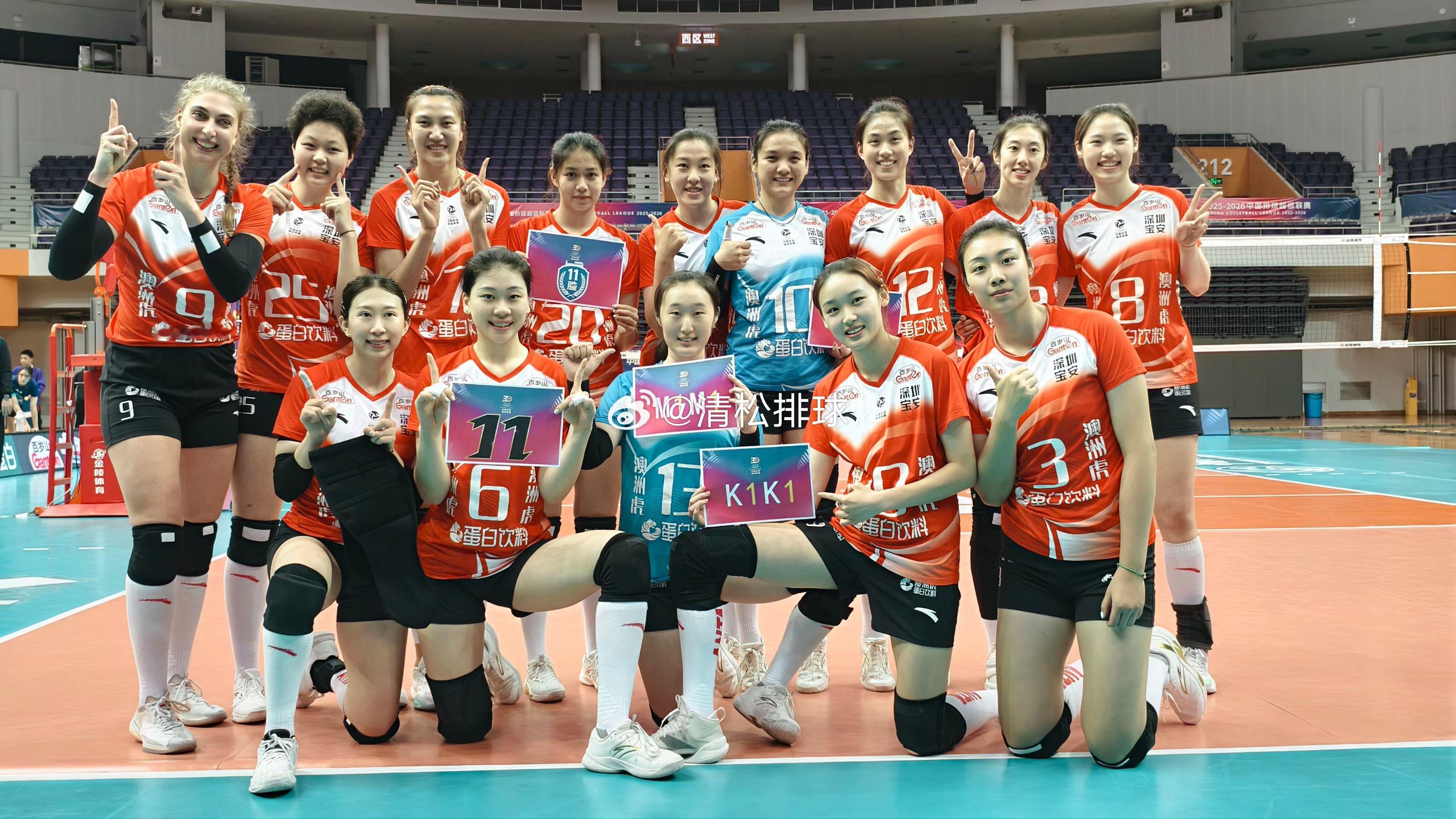 【深圳女排横扫江西夺B级常规赛冠军】2025-2026中国女排超级联赛常规赛B级