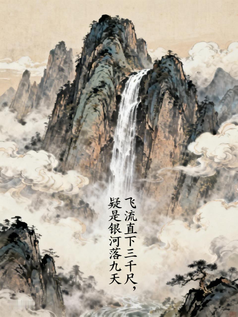 要说李白最夸张的一句诗，我觉得非“飞流直下三千尺，疑是银河落九天”莫属。你想啊，