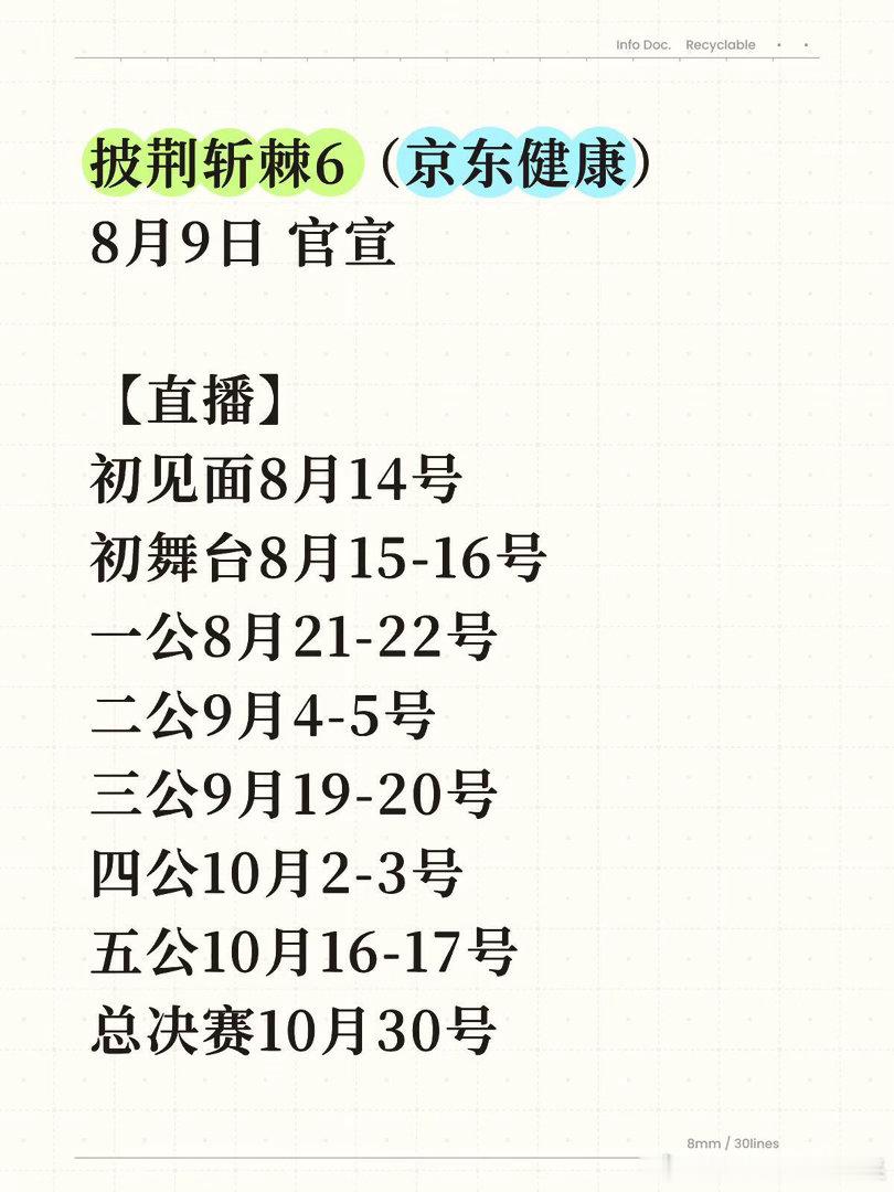 披荆斩棘6·排播时间表✅披荆斩棘 ｜披荆斩棘