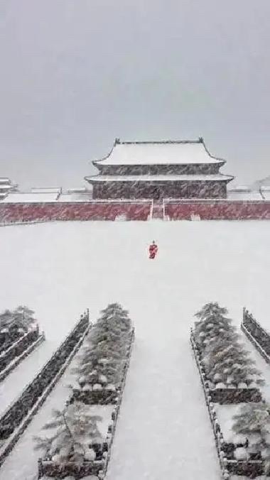 桃李诗社  谁言天公不好客，漫天飞雪送一人。 大同·大同古城城墙外带状公园