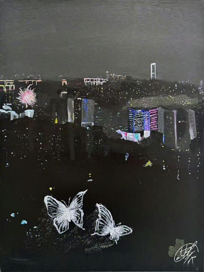 狙击蝴蝶这三张油画海报都是陈妍希画的 好有才啊 