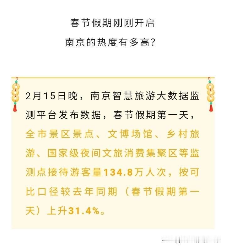 厉害了，南京！昨天南京游客量竟然达到了134.8万人次，大家都不回家过年了吗，竟