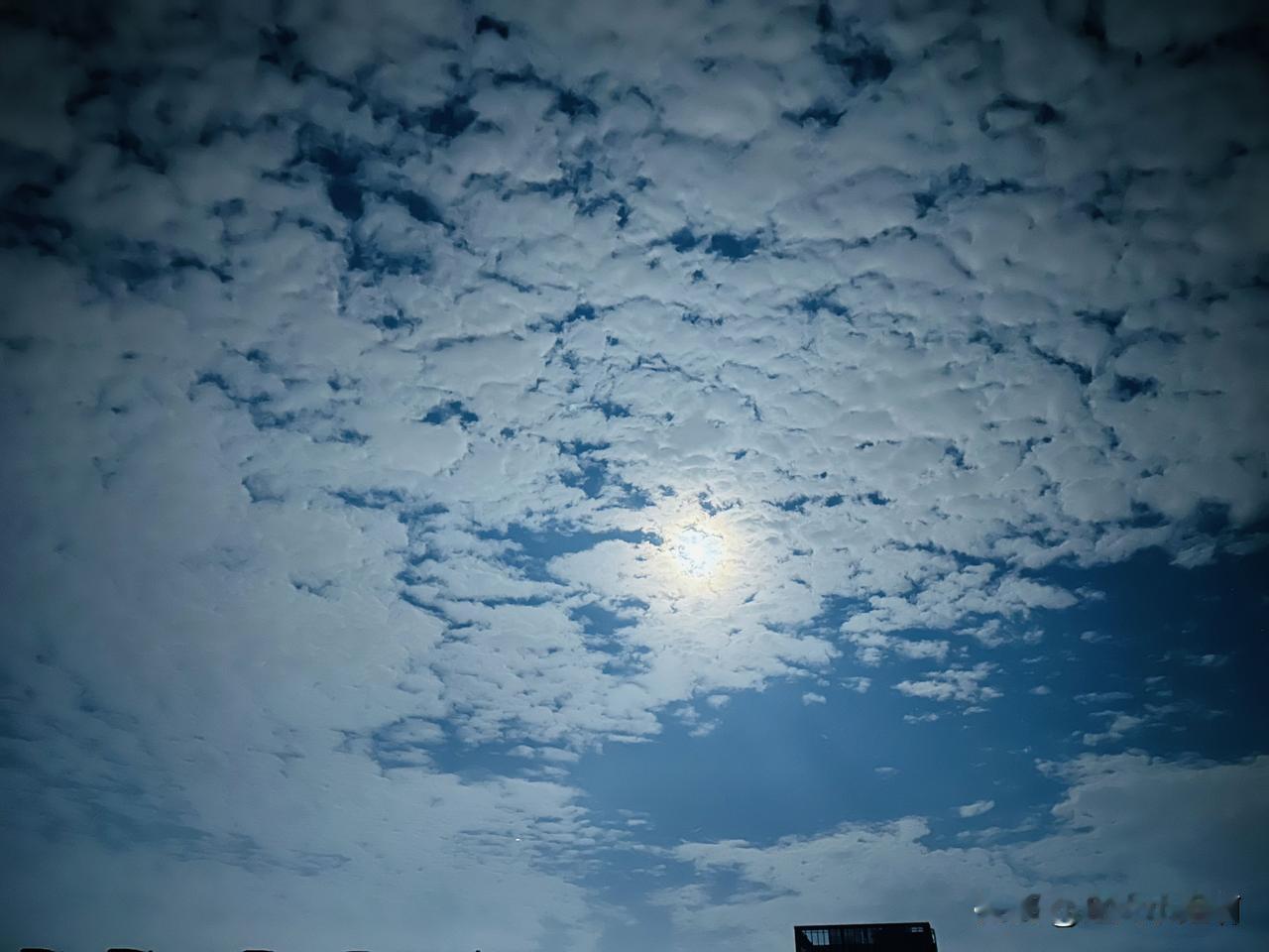 刚才出去烧纸，到处一堆堆的火苗，空气里都是烧纸的味道。
抬头瞅着天上的月亮，再低
