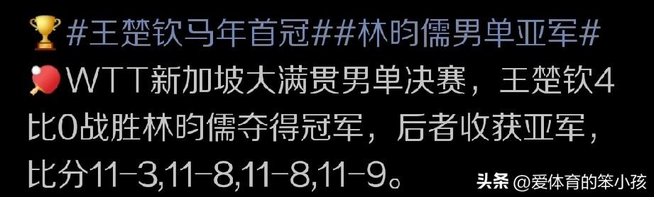 新加坡大满贯赛男单决赛的赛场上，就当我们期待着王楚钦和林昀儒之间上演一场饕餮盛宴