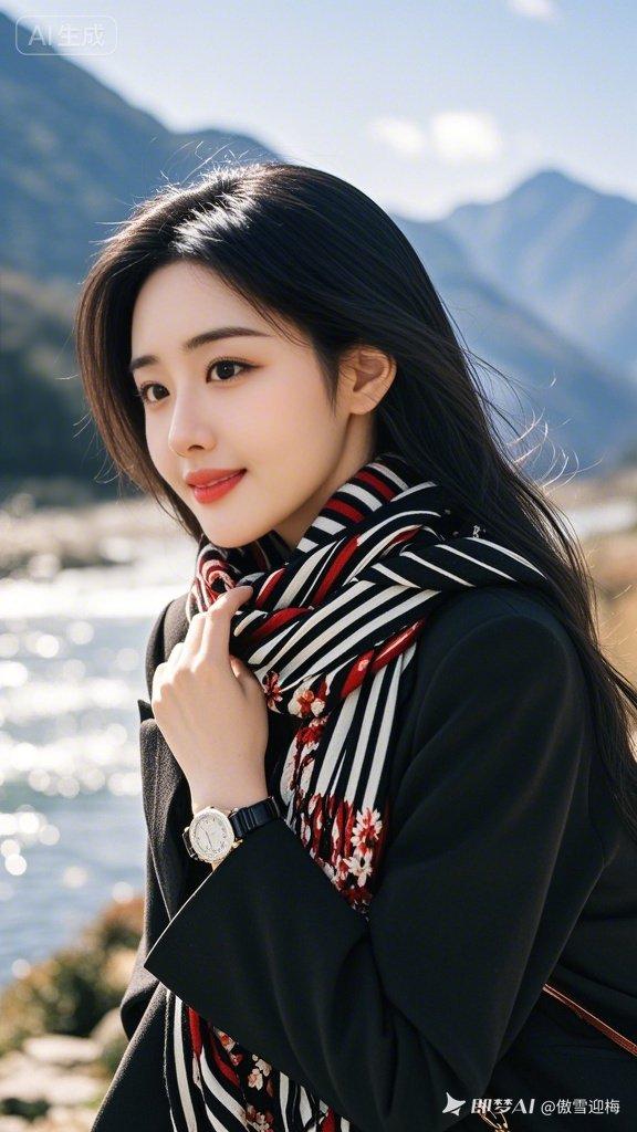 在雪山脚下，感受冬日暖阳的温柔拥抱。