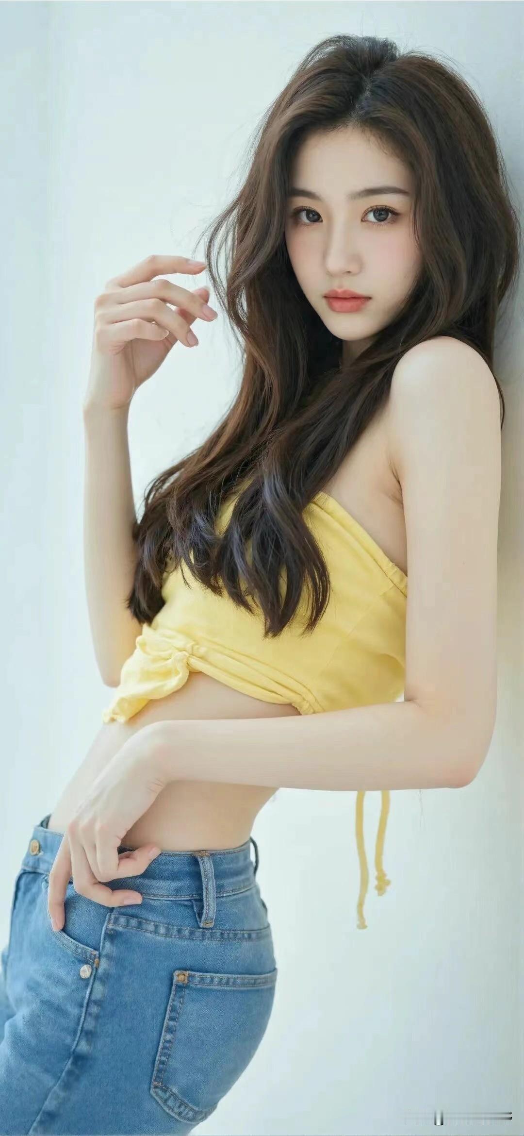 甜美少女风，黄色上衣搭配牛仔裤，清新自然！女人涂什么口红最性感最迷人 怎么样让自