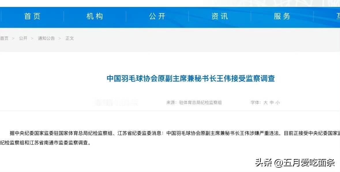 8月31日，官方发布两条通报，中国羽协副主席夏煊泽、原副主席兼秘书长王伟接受审查