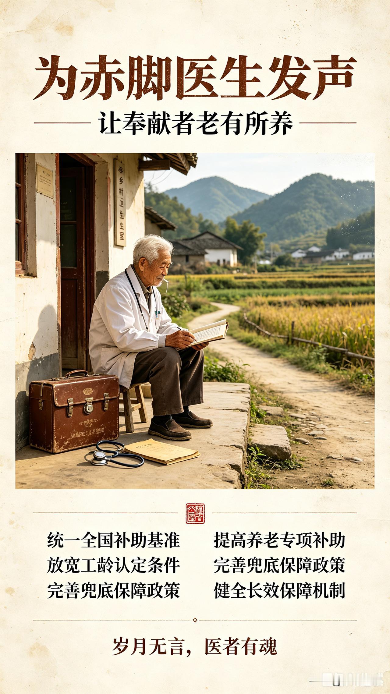 为“赤脚医生”发声！关于完善赤脚医生养老补助的几点建议
 
在我国医疗卫生事业发