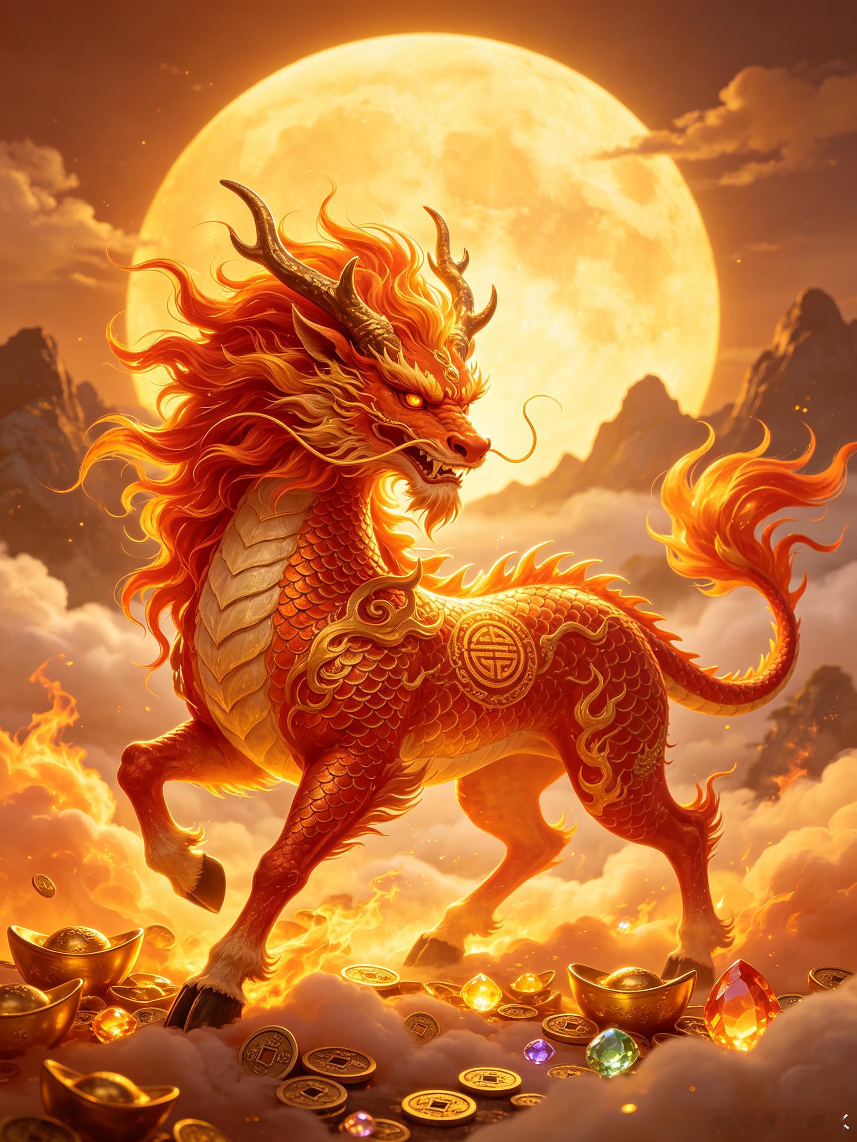 见到火麒麟不要无视，预示着三天内你要来财，现在正处于九紫离火大运，赞转火麒麟，财