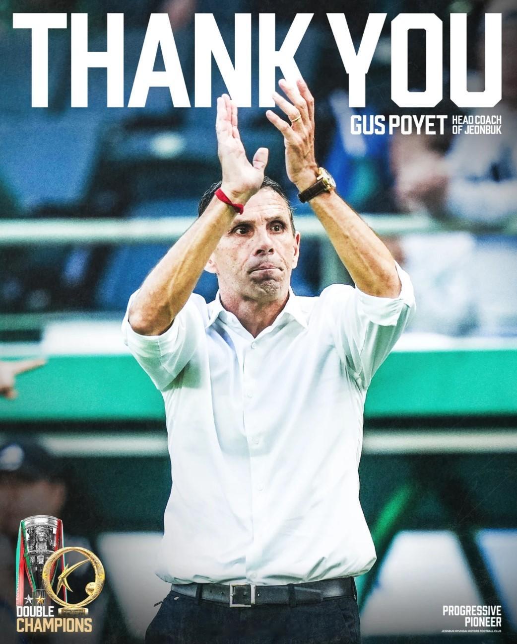 【官方：全北现代主帅波耶特确定离队】带领全北现代获得双冠王殊荣的主帅波耶特确定离