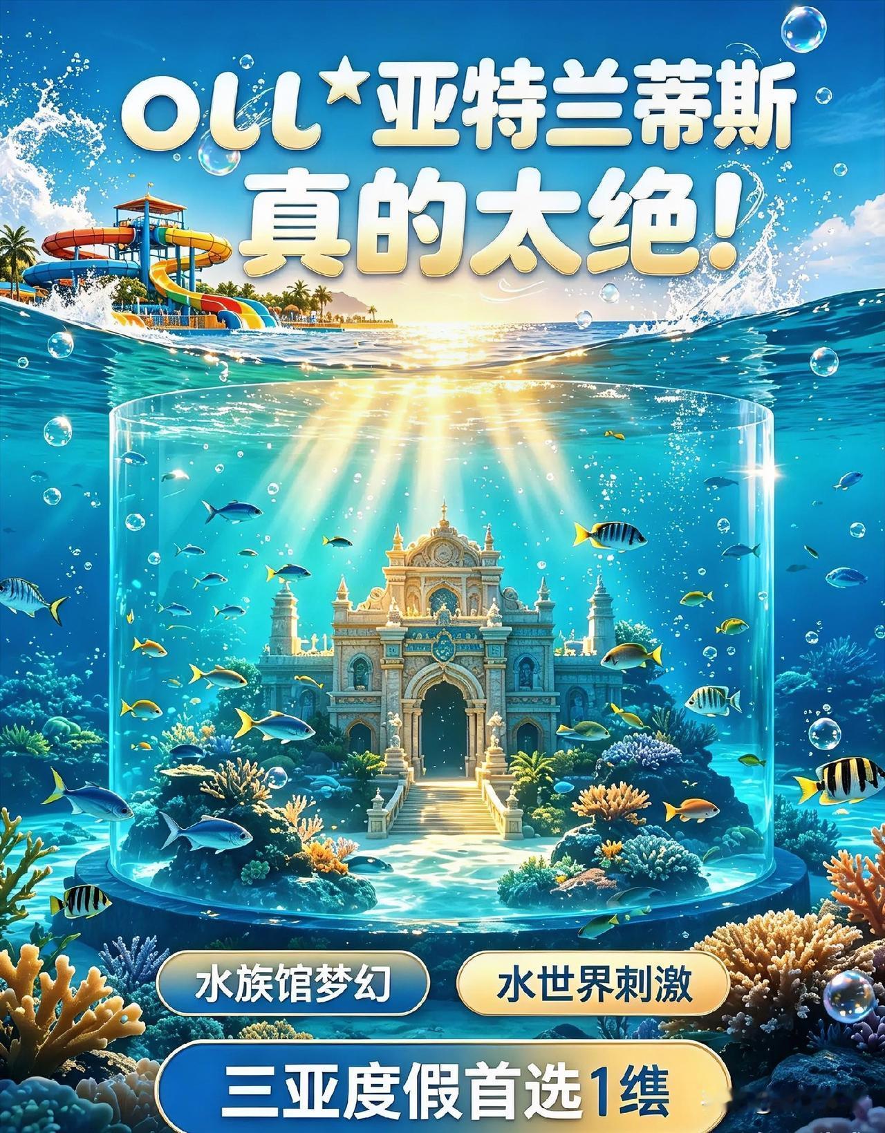 🌊🐠✨亚特兰蒂斯真的太绝！水族馆梦幻，水世界刺激，三亚度假首选👍