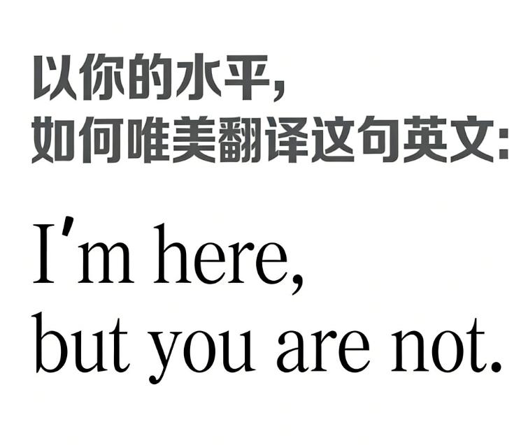 以你的文采水平，会如何唯美地翻译这句英文？
I'm here,but you a