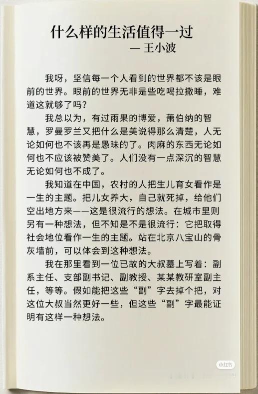 《什么样的生活值得一过》 作者:王小波  佳作推荐 ​​​