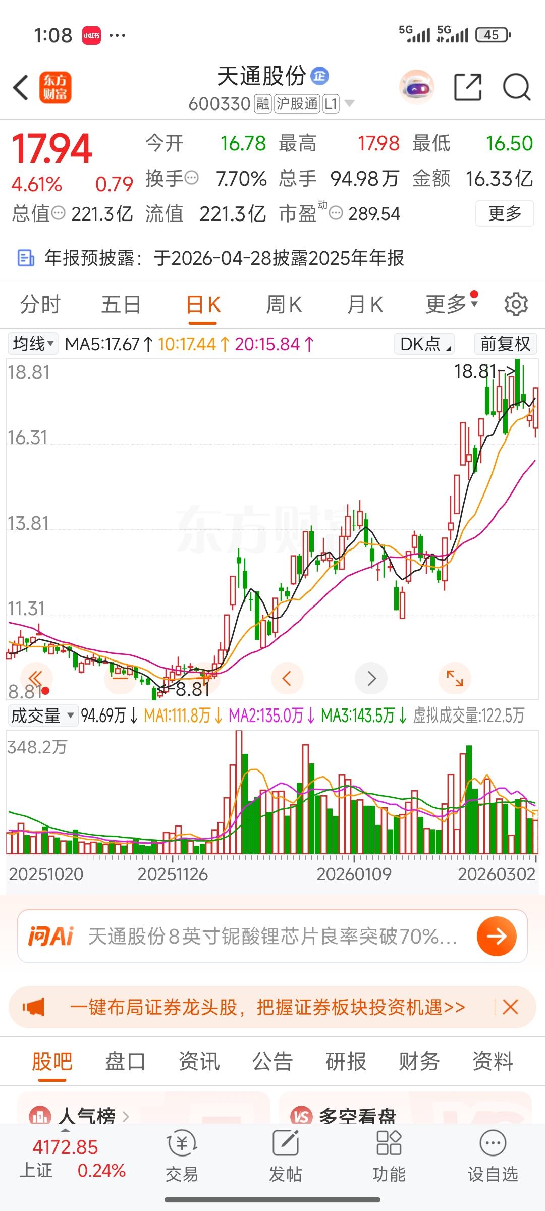 大哭啊，哭啊，真的是反向指标啊，好不容易坚持到最后一刻，天通股份上午一卖出，下午