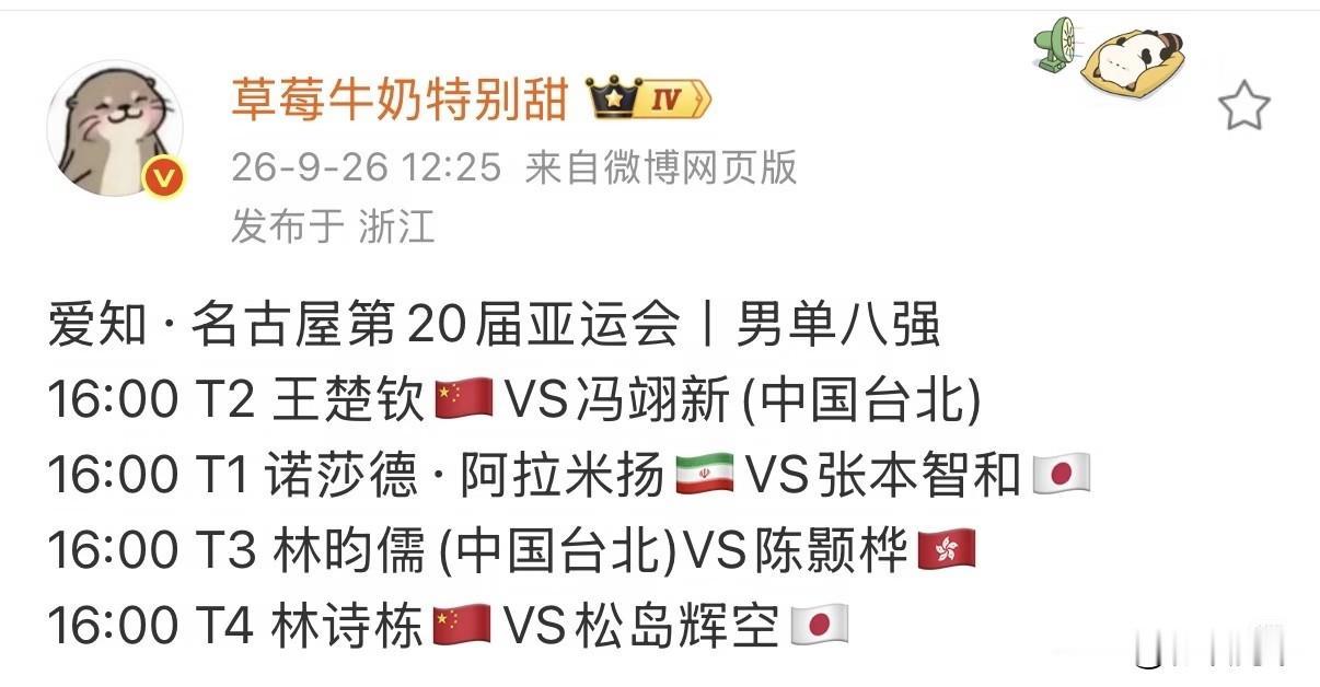 亚运会乒乓球日本队两个男单张本智和、松岛辉空输了比赛，止步八强。
张本智和3:4