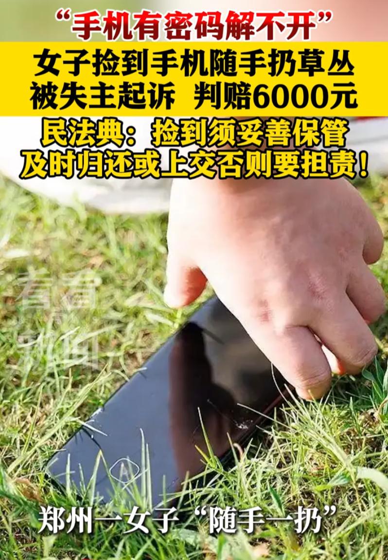 这教训有点大！河南郑州，女子在路边捡到一个手机，可她并没有归还的意思，开手机有密