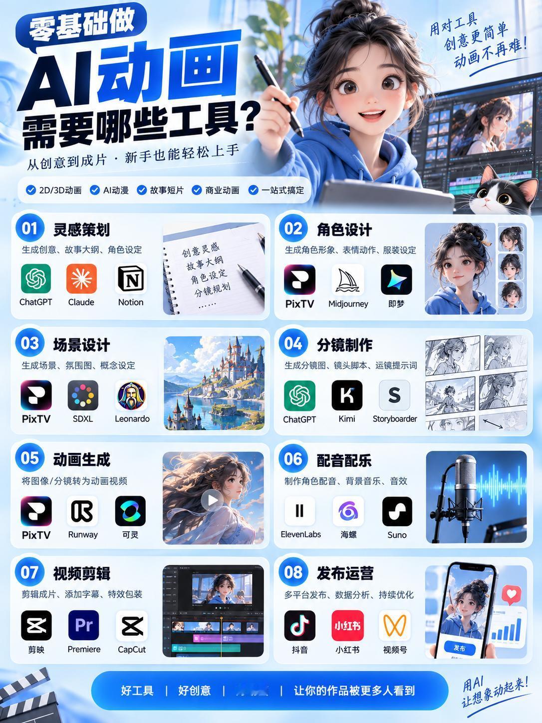 零基础做AI动画，这8步就够了！

零基础AI动画制作工作流，从创意到成片一共8