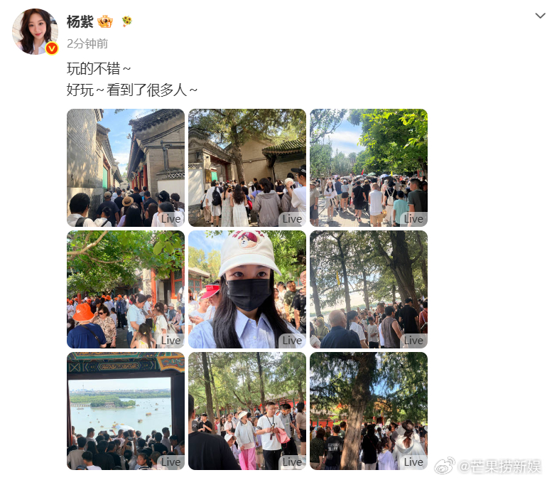 杨紫九宫格游客照杨紫好多人啊杨紫九宫格游客照📸果然好多人呀，完全就是人山人海。
