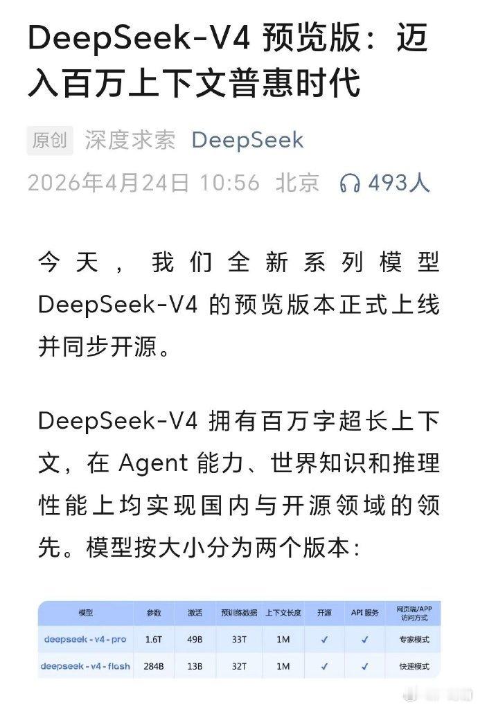Deepseek V4 来了 