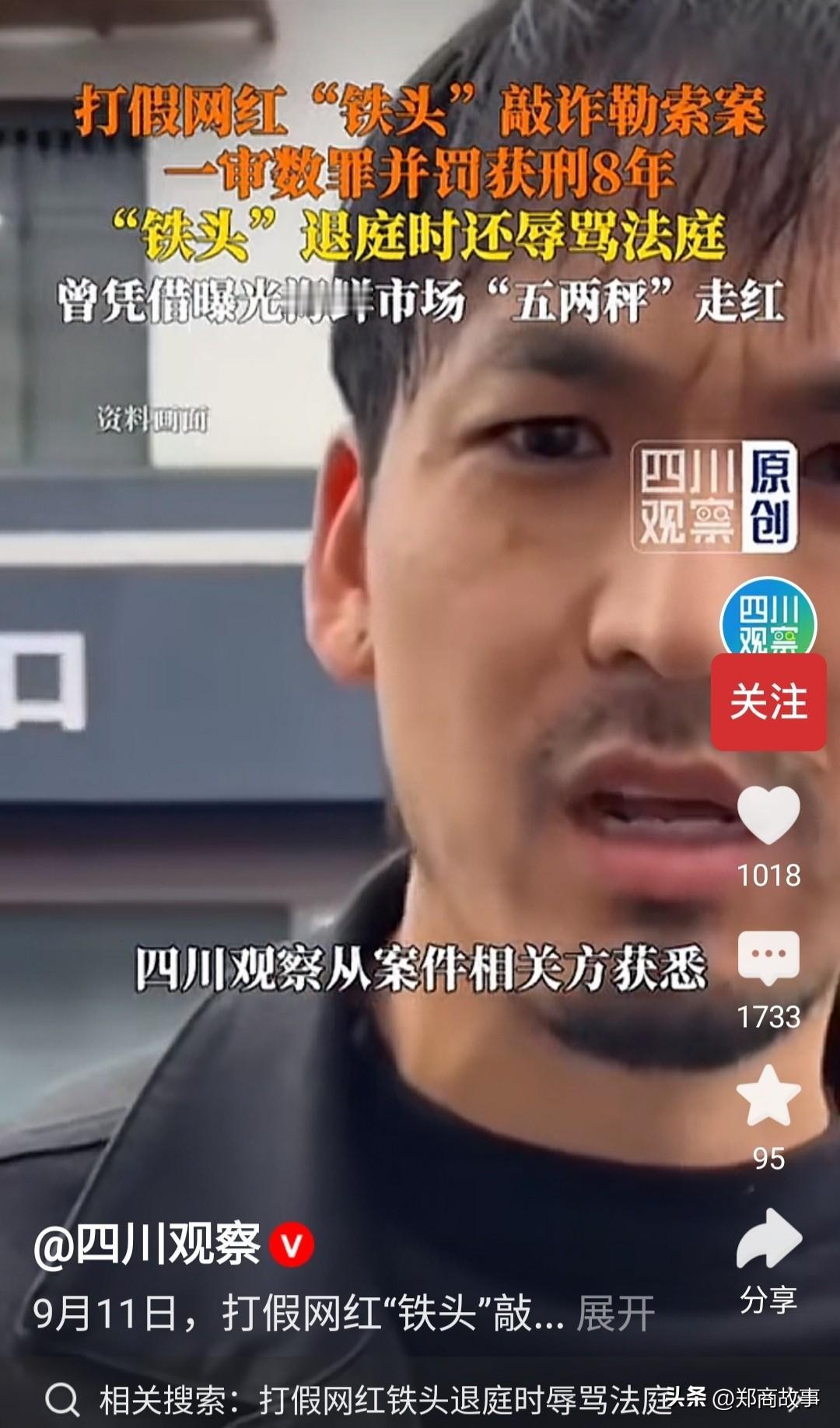铁头一审被判8年，但是彩虹星球老板王某库接受采访透露，另外一个主犯判了13年。