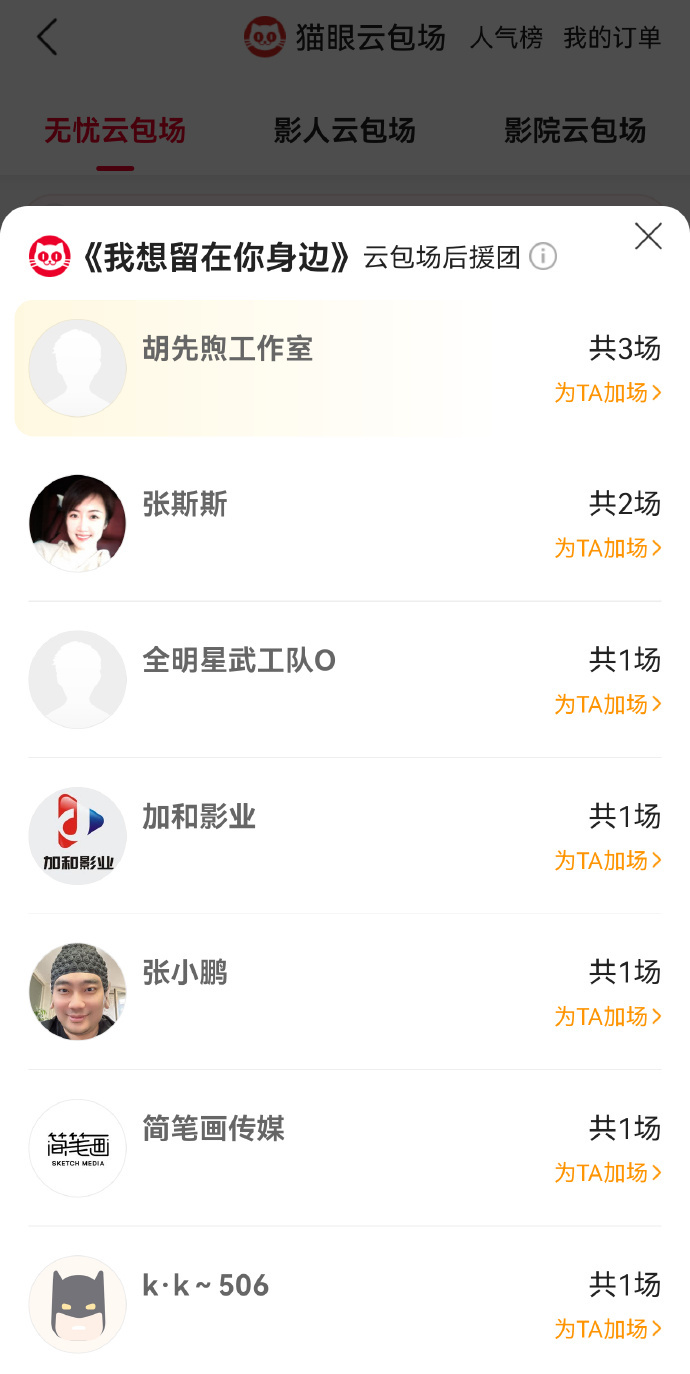 胡先煦包场支持我想留在你身边胡先煦包场支持我想留在你身边，支持好友何蓝逗的新片，