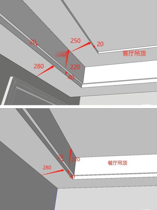 全屋吊顶➕背景墙pu线|详细尺寸分享