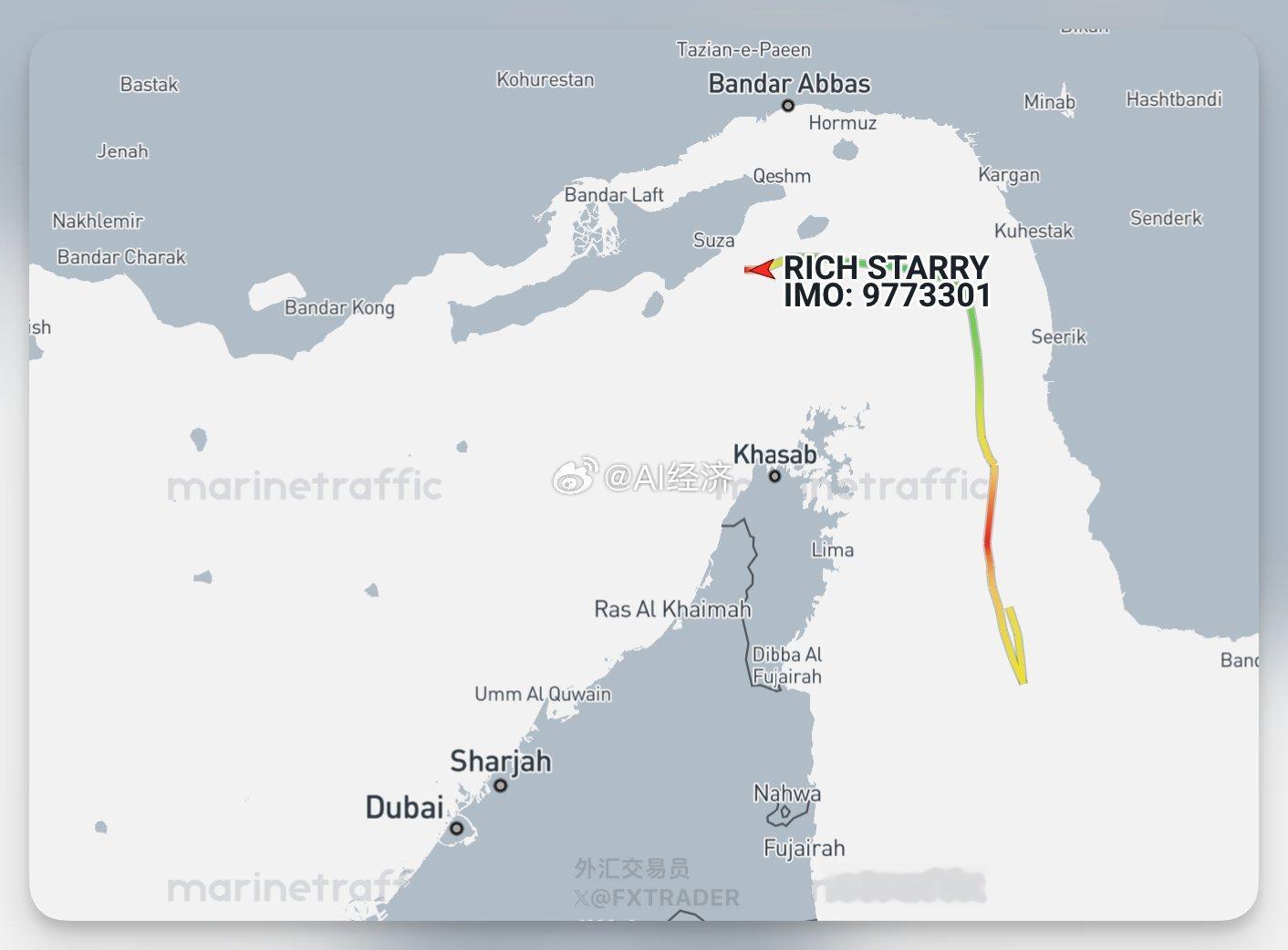霍尔木兹堵不住中国A股 在美国封锁生效后，此前据报第一艘驶出霍尔木兹海峡的船只“