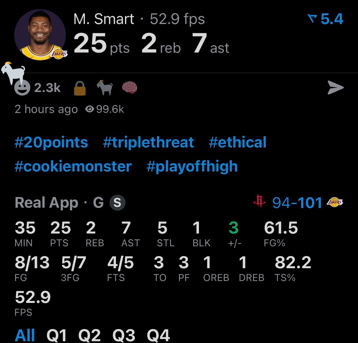 斯玛特是真好用，尤其是季后赛，是一块宝，攻防两端都靠谱。 