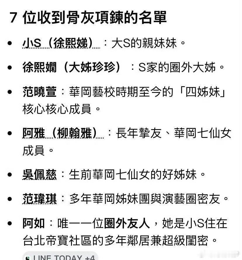曝小S邻居有分到大S骨灰项链曝大S骨灰项链居然分给小S邻居这是谁分配的？大S的子