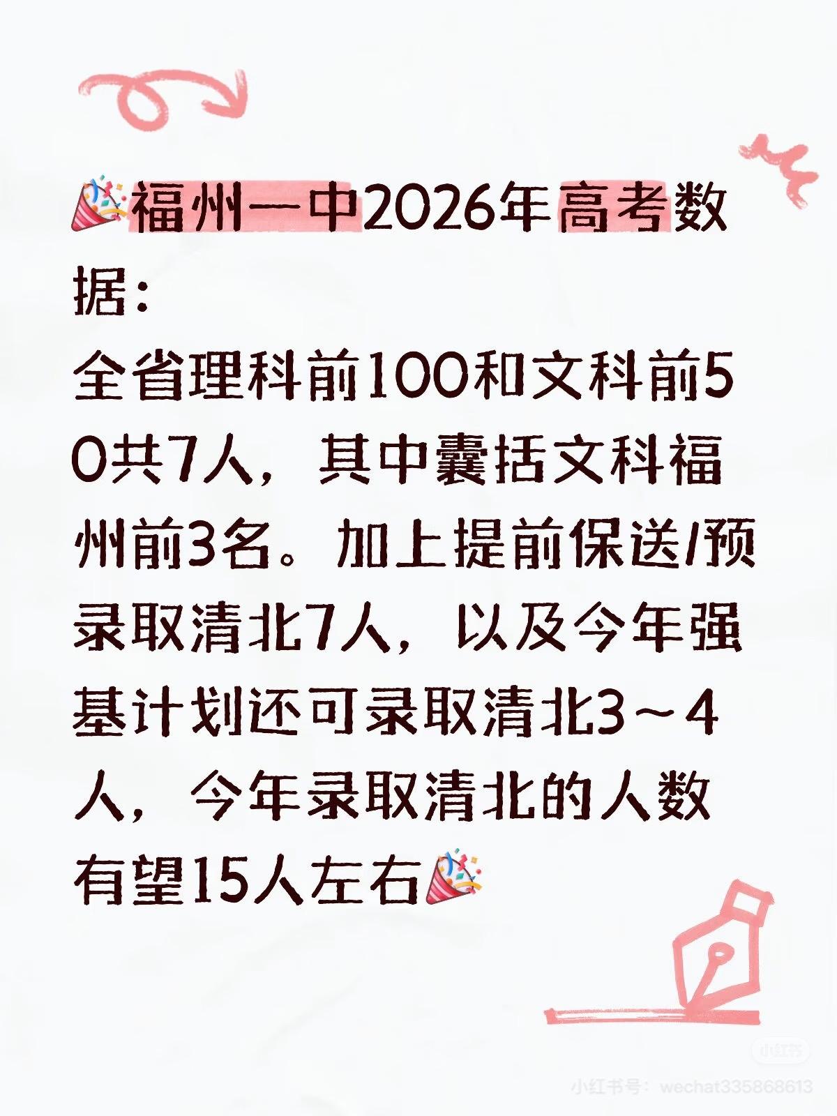 福州一中清北人数预计15人